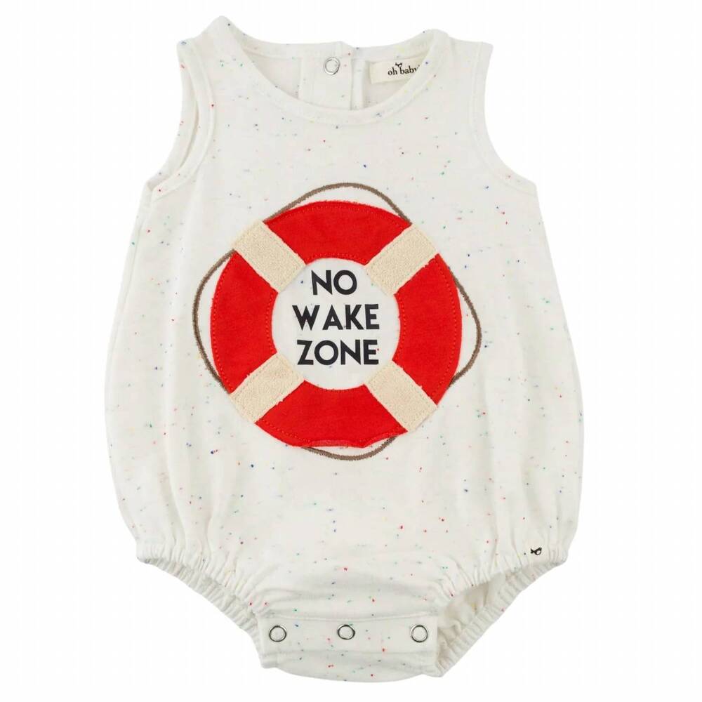 NEW OH BABY! kid's no wake zone applique confetti bubble in white